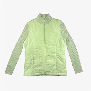 Carolynn Taylor green zip-up fitted jacket sweater turtleneck size S/C